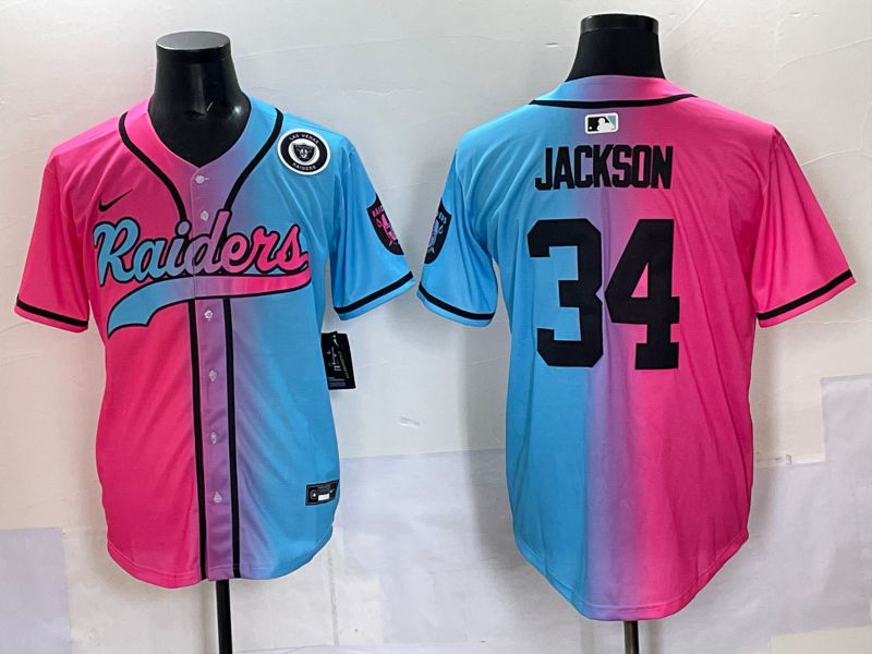 Men 2025 Oakland Raiders #34 Jackson Blue pink Nike Limited NFL Jersey 008->oakland raiders->NFL Jersey